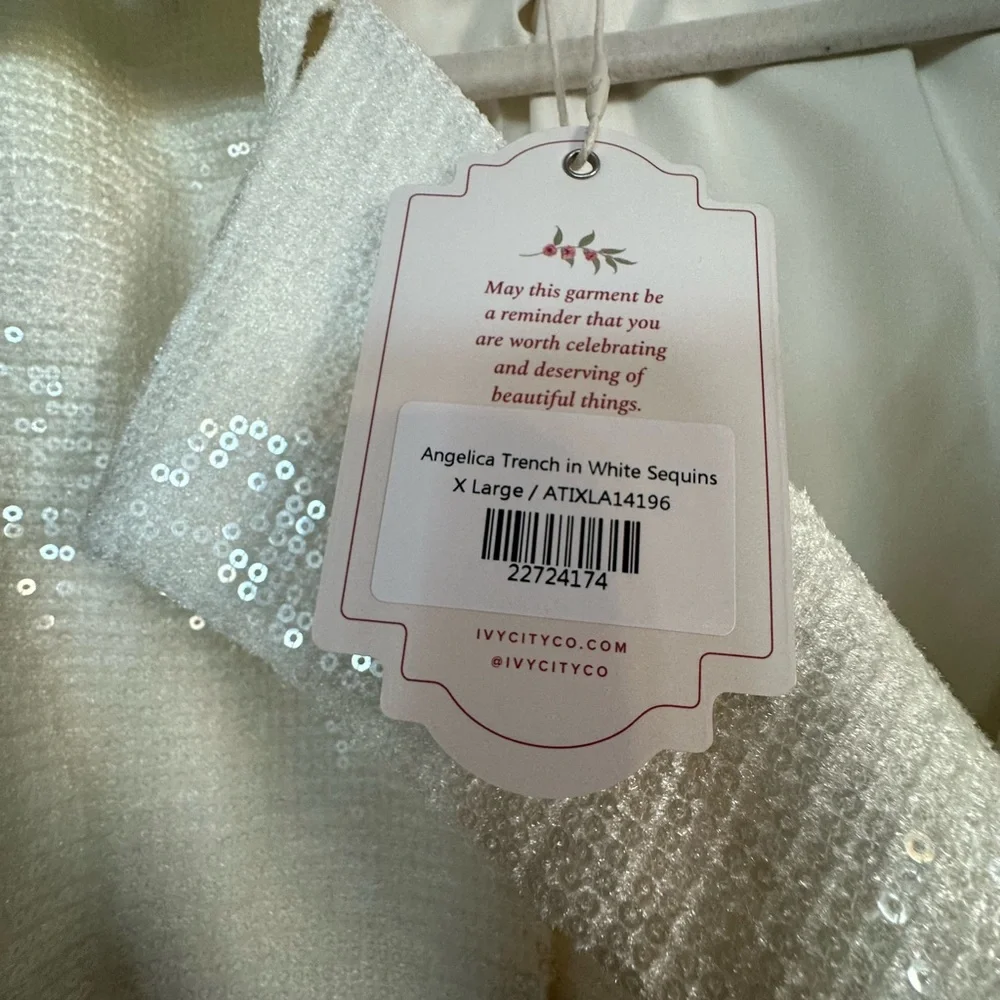 Ivy City Co Angelica White Sequin Trench Coat - Picture 2 of 4